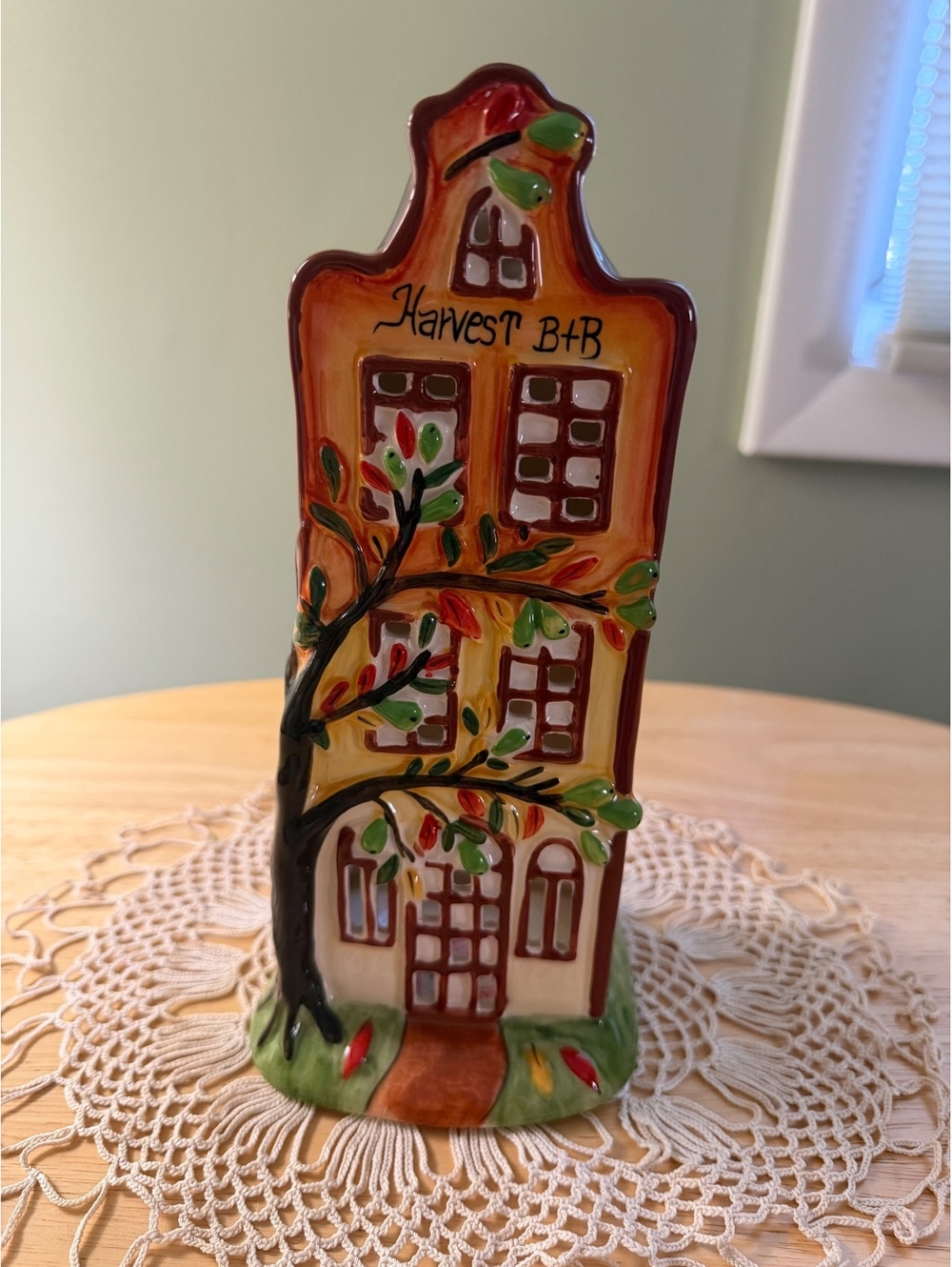Blue Sky Ceramic Harvest B&B House Candle Holder by Heather Goldminc